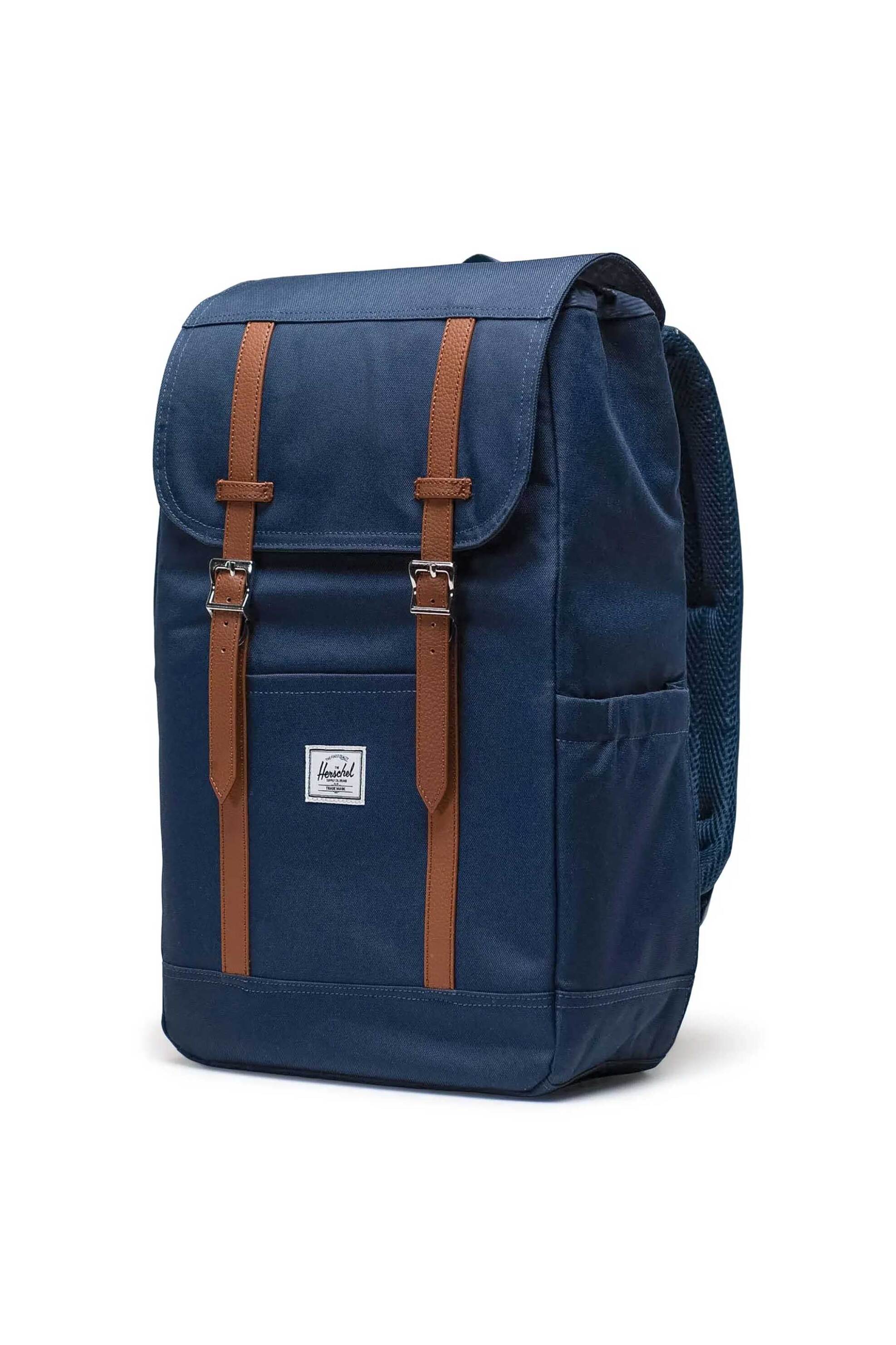 Herschel unisex backpack μονόχρωμο με contrast logo patch "Retreat™" 23 L - 66UBCL00899 Μπλε Σκούρο φωτογραφία