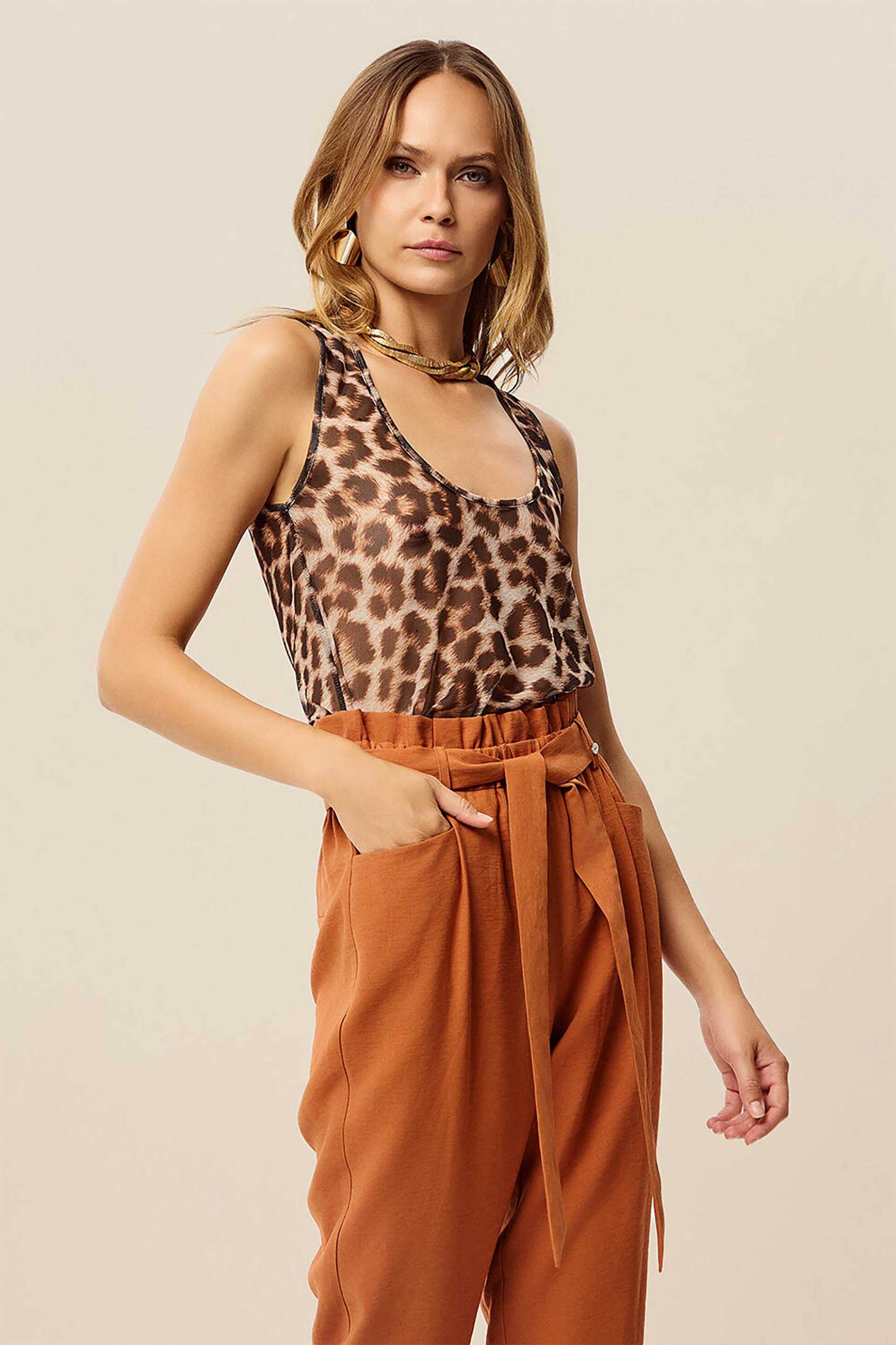  Bill Cost γυναικείο τοπ αμάνικο με animal print - 10-342209-0 Καφέ 2025