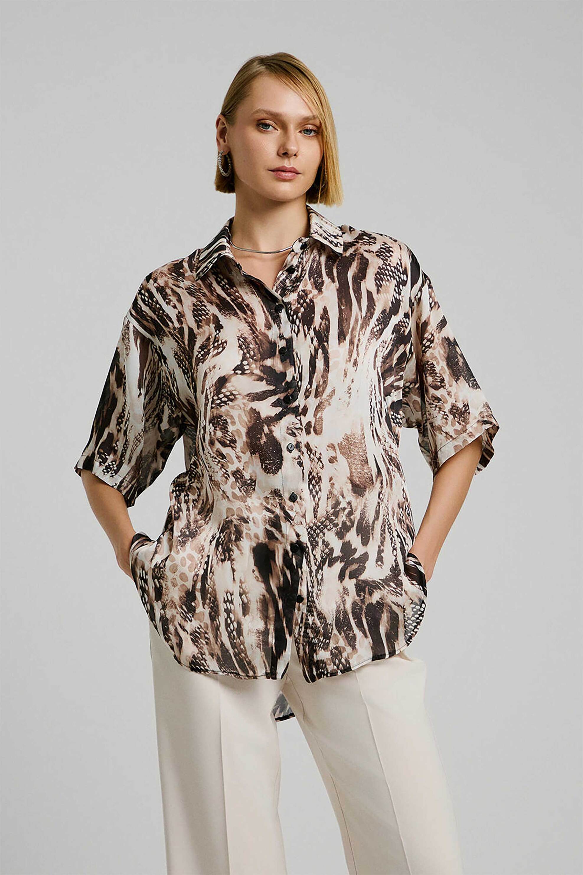  Bill Cost γυναικείο πουκάμισο με leopard print - 10-342243-0 Καφέ 2025