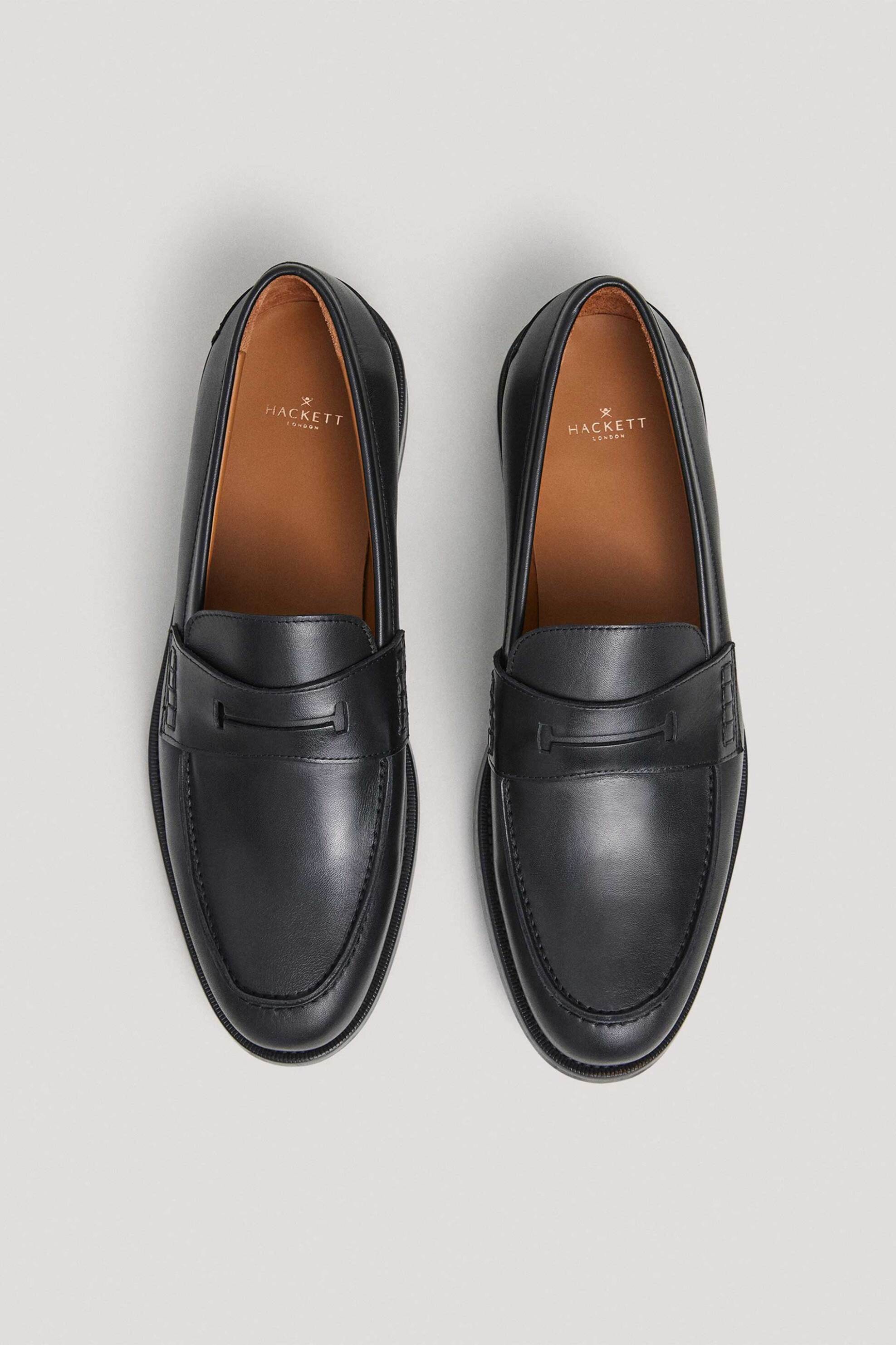 Hackett ανδρικά δερμάτινα loafers "Jame Sign" - HMS21427 Μαύρο φωτογραφία