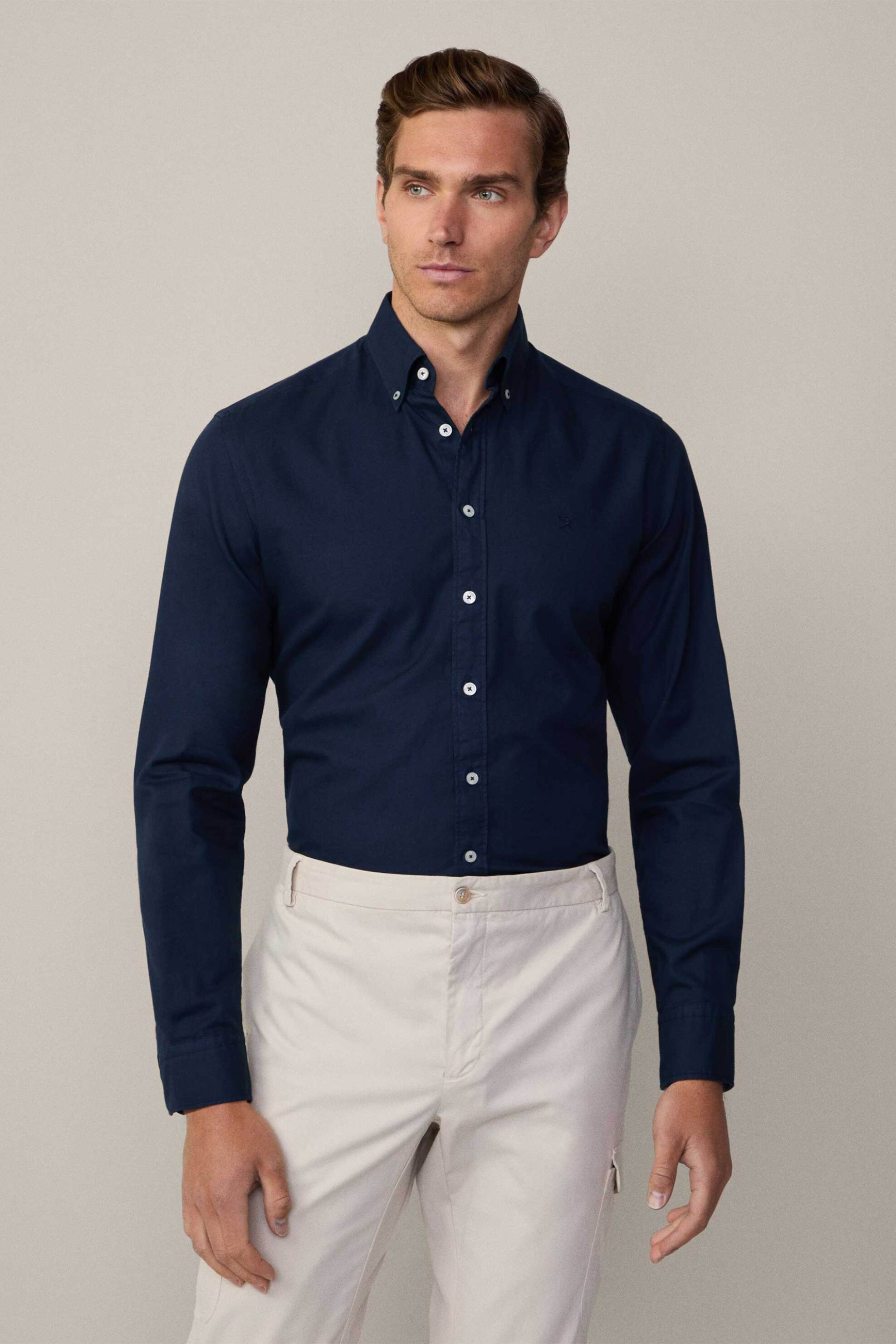 Hackett ανδρικό πουκάμισο oxford button down με κεντημένο λογότυπο Tailored Fit - HM3010028 Μπλε Σκούρο φωτογραφία