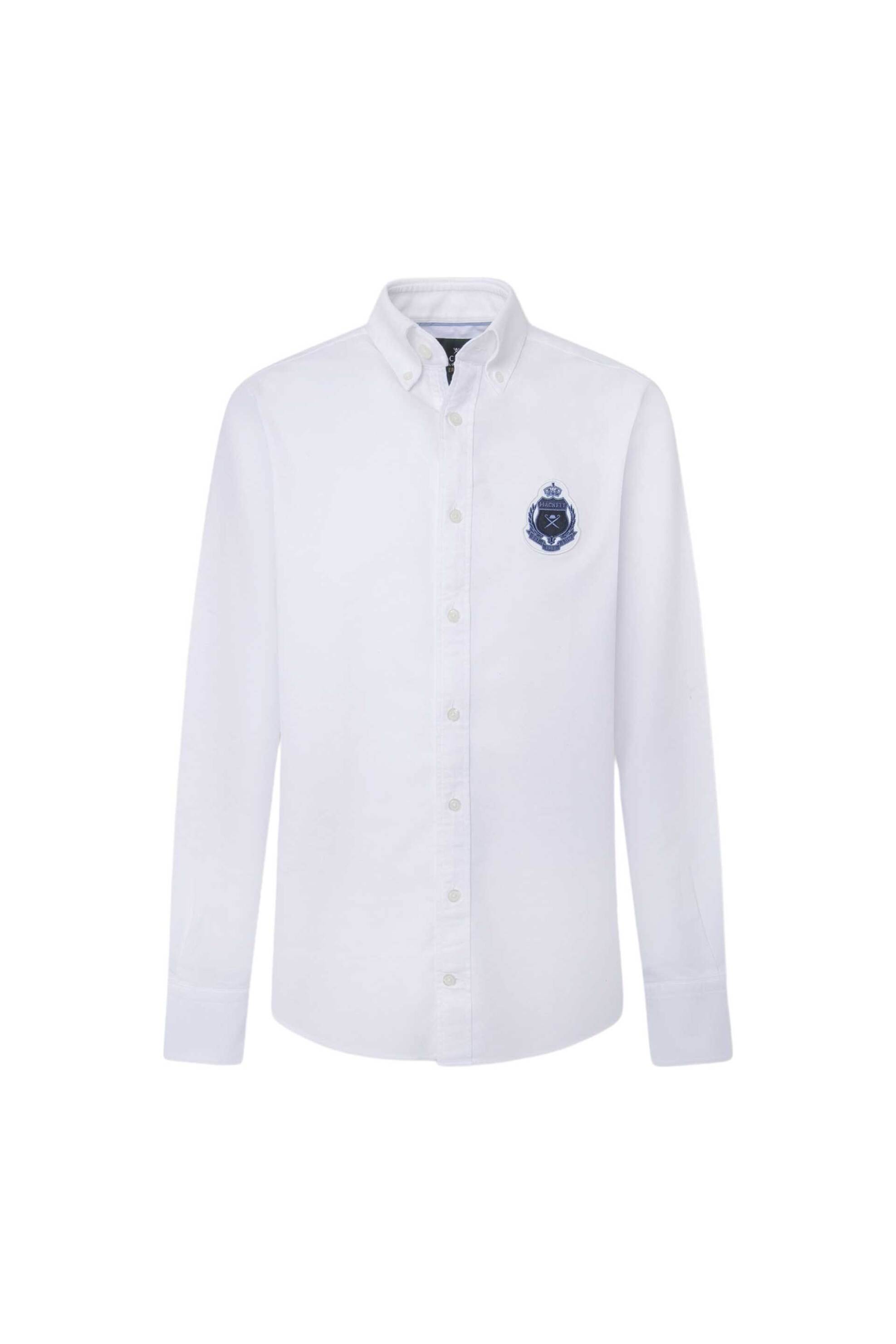 HACKETT Hackett ανδρικό πουκάμισο oxford button down με κέντημα στο στήθος Tailored Fit "Heritage" - HM3010077 Λευκό