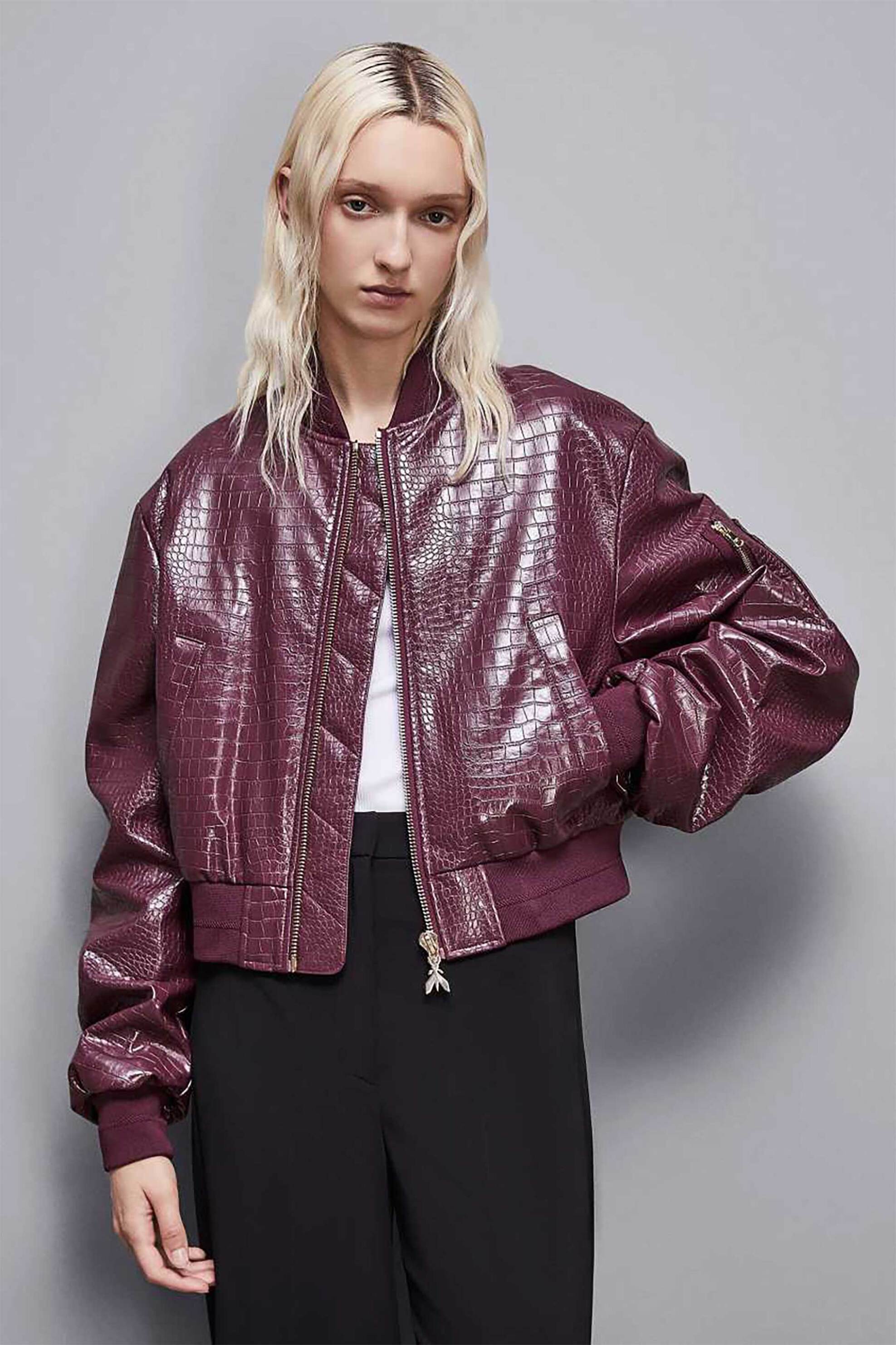 PATRIZIA PEPE Patrizia Pepe γυναικείο jacket bomber με ανάγλυφο σχέδιο - 8O0136E050 Μοβ Σκούρο