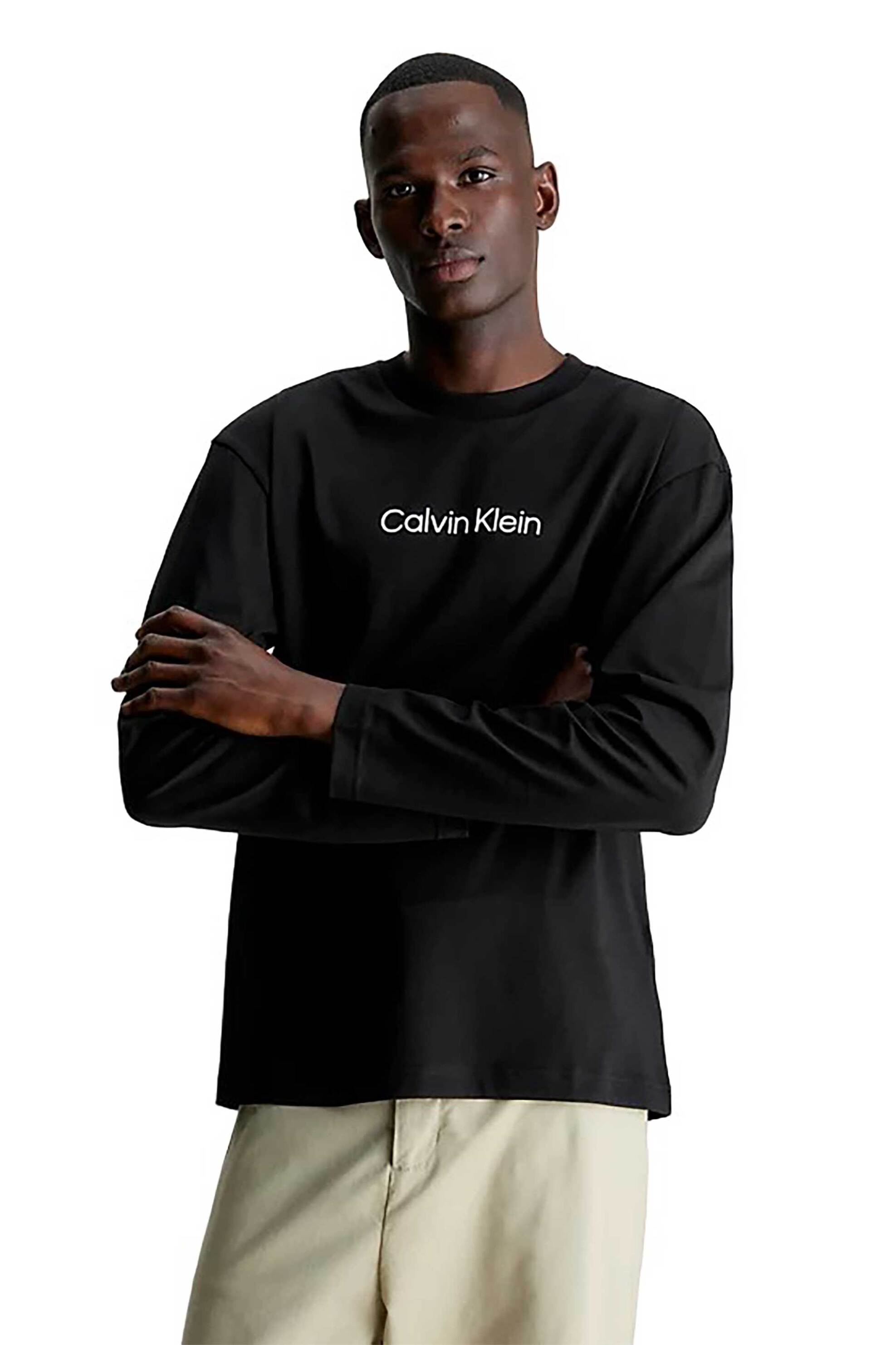 CALVIN KLEIN Calvin Klein ανδρική μακρυμάνικη μπλούζα με λογότυπο Comfort Fit - K10K112396 Μαύρο