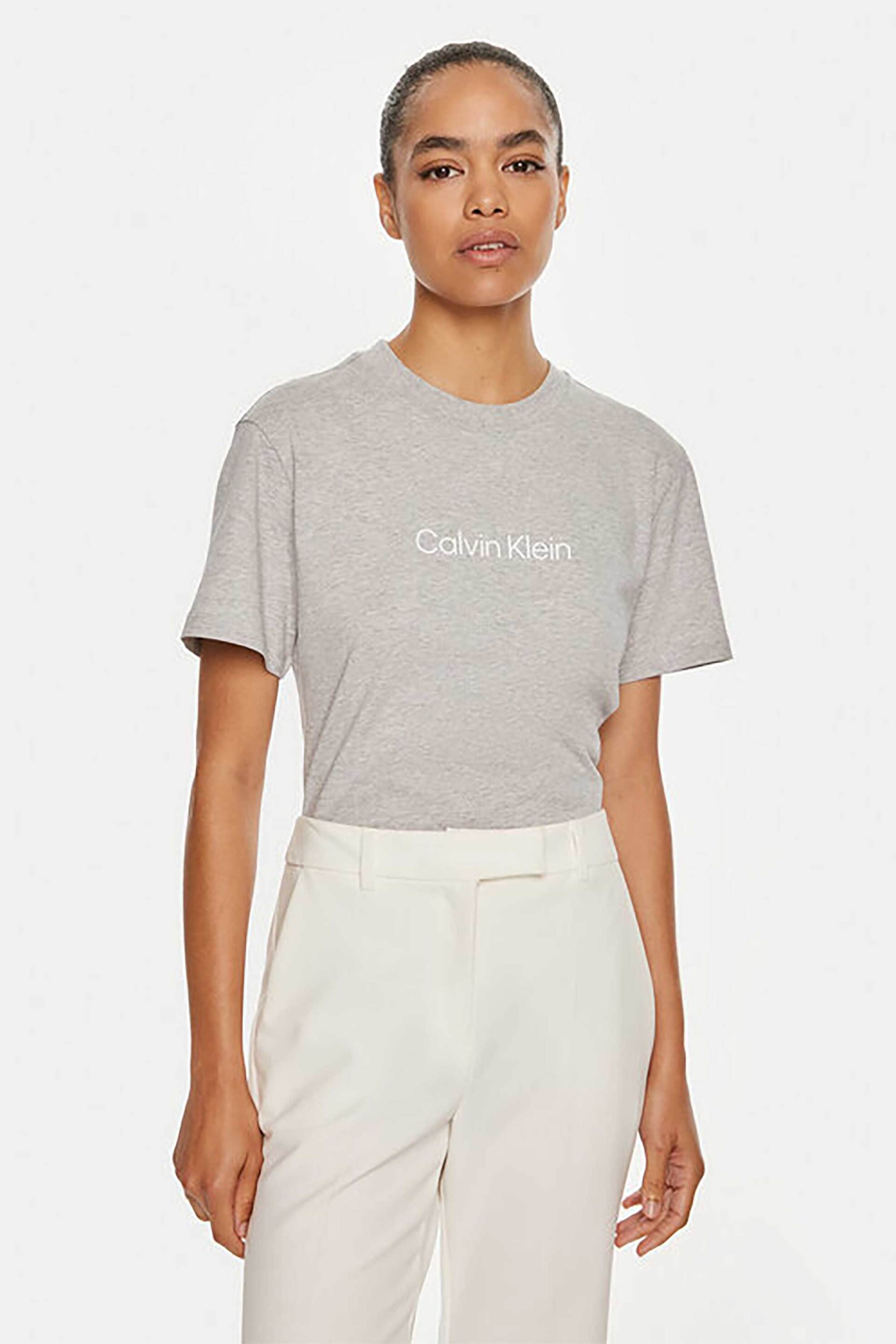 Calvin Klein Calvin Klein γυναικείο T-shirt με σταμπωτό λογότυπο Regular Fit - K20K205448 Γκρι 2025