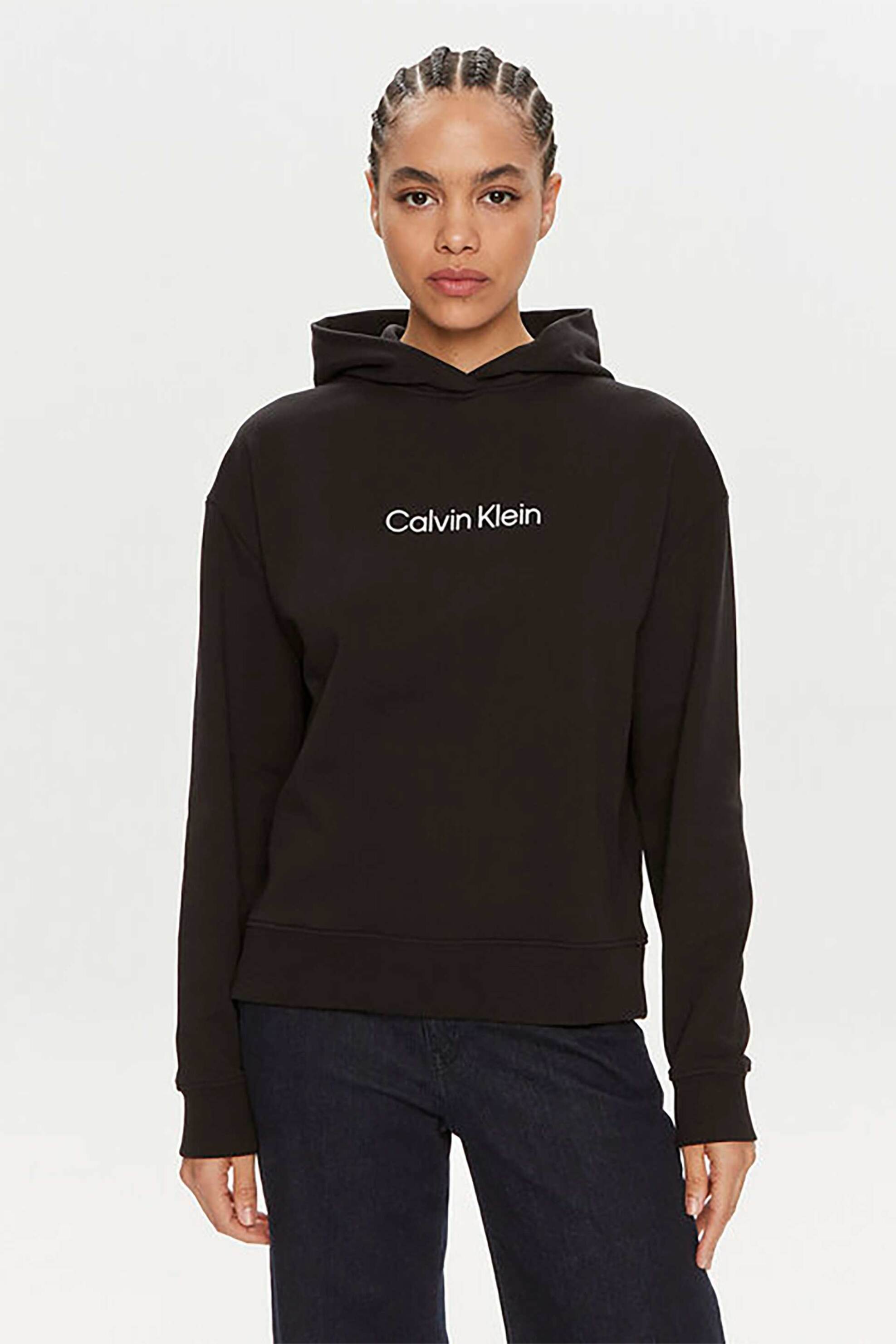 Calvin Klein Calvin Klein γυναικεία μπλούζα φούτερ με κουκούλα και λογότυπο Regular Fit - K20K205449 Μαύρο 2025