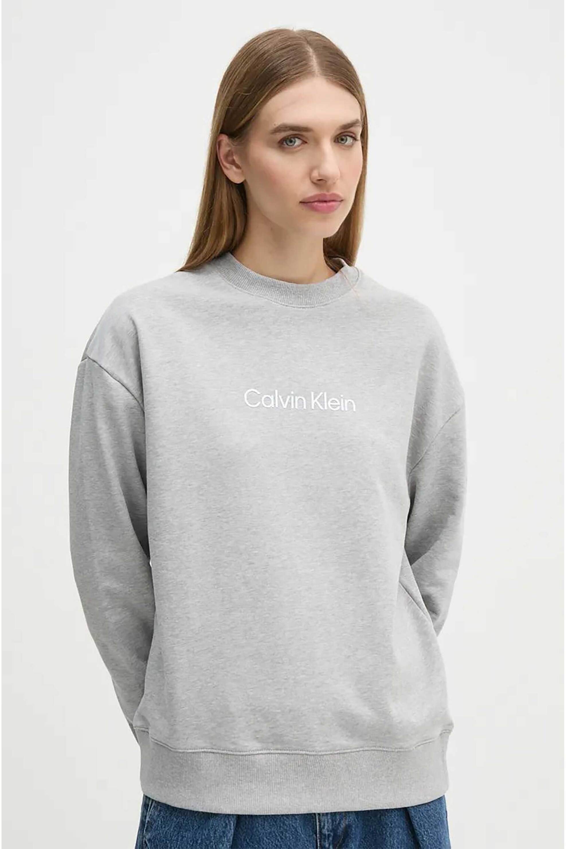 Calvin Klein Calvin Klein γυναικεία μπλούζα φούτερ με λογότυπο Regular Fit - K20K205450 Γκρι 2025