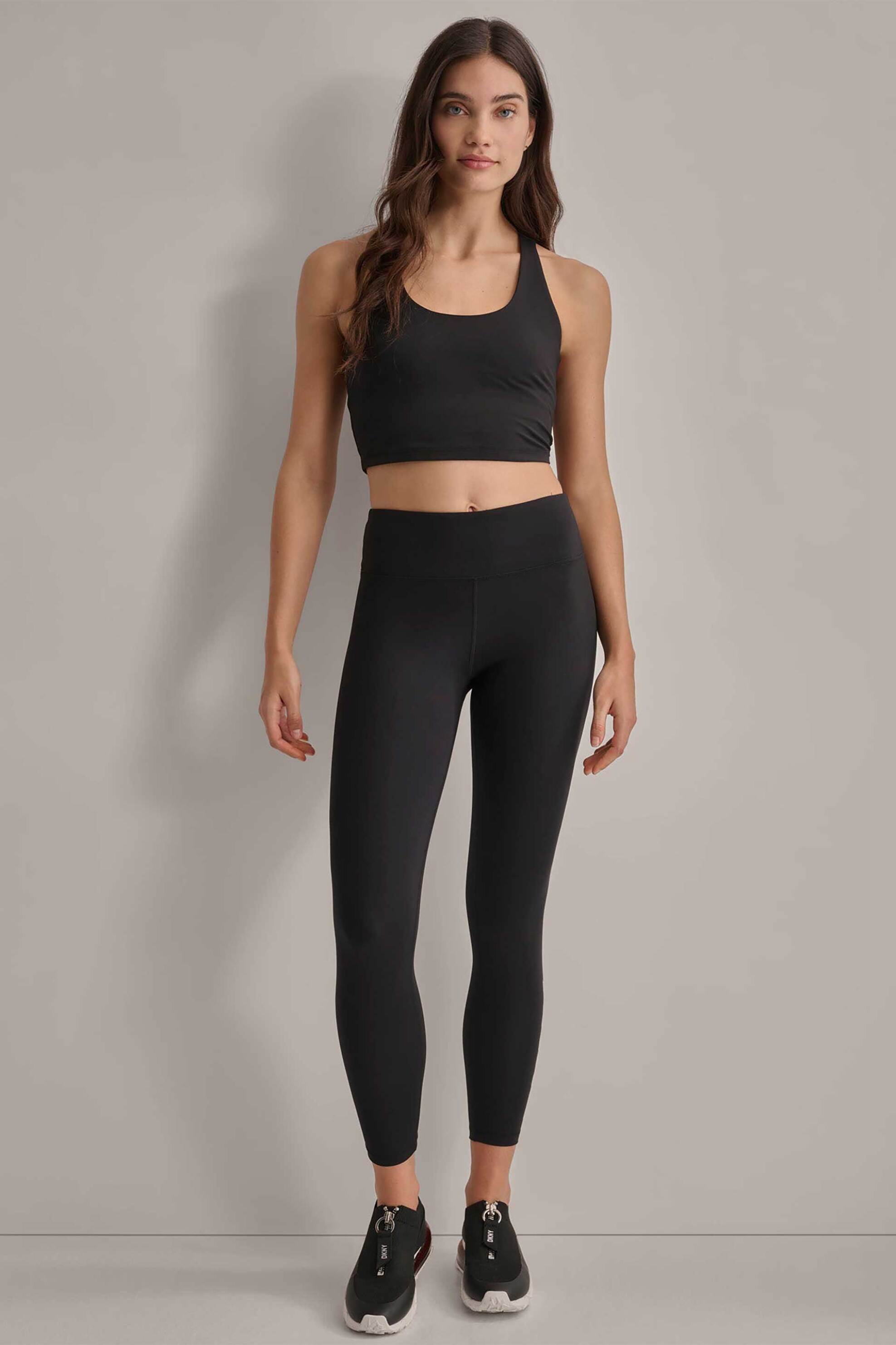  DKNY γυναικείο ψηλόμεσο κολάν cropped με λογότυπο Stretchy Fit - DP4P1223 Μαύρο 2025