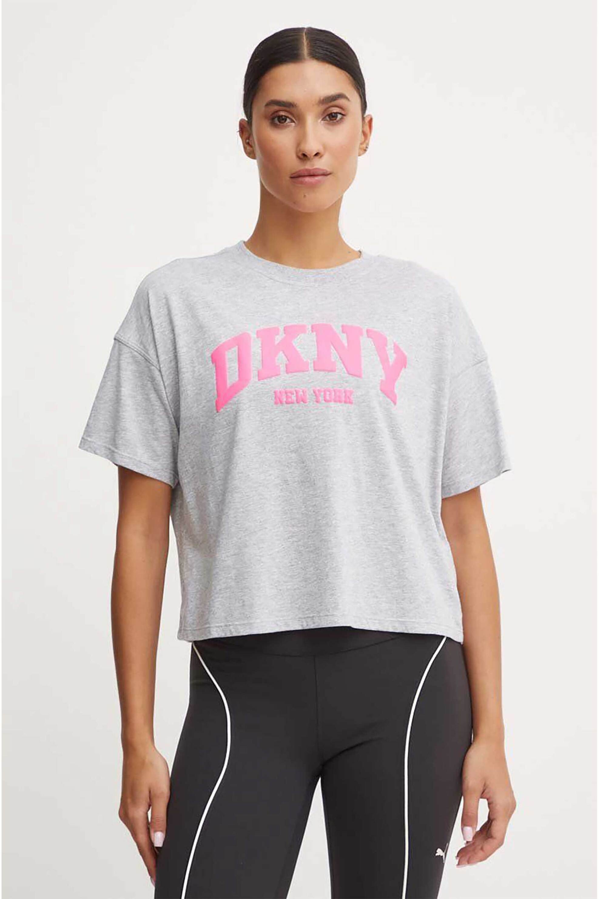  DKNY γυναικείο T-shirt με ανάγλυφο λογότυπο - DP4T9945 Γκρι 2025