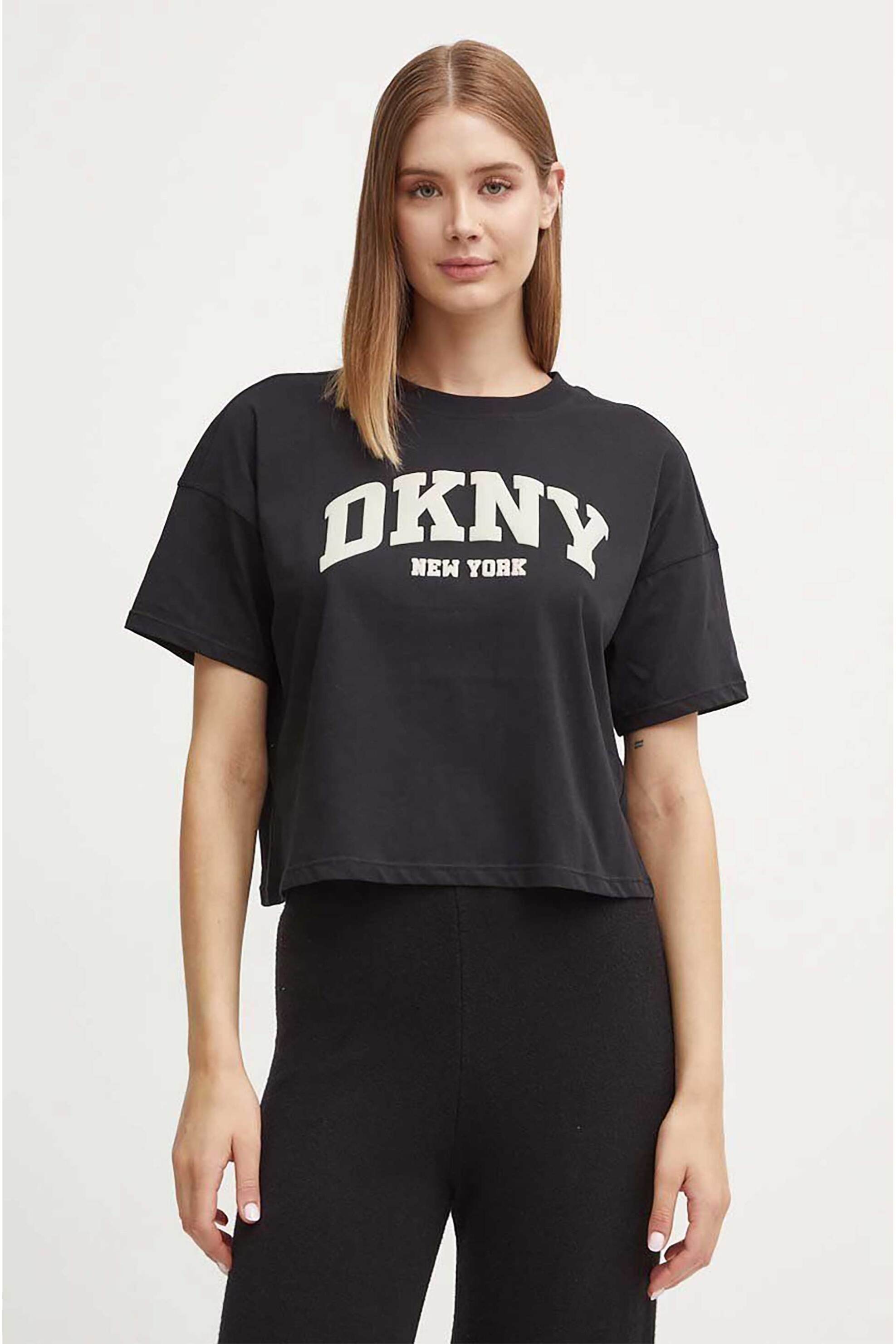  DKNY γυναικείο T-shirt με ανάγλυφο λογότυπο - DP4T9945 Μαύρο 2025