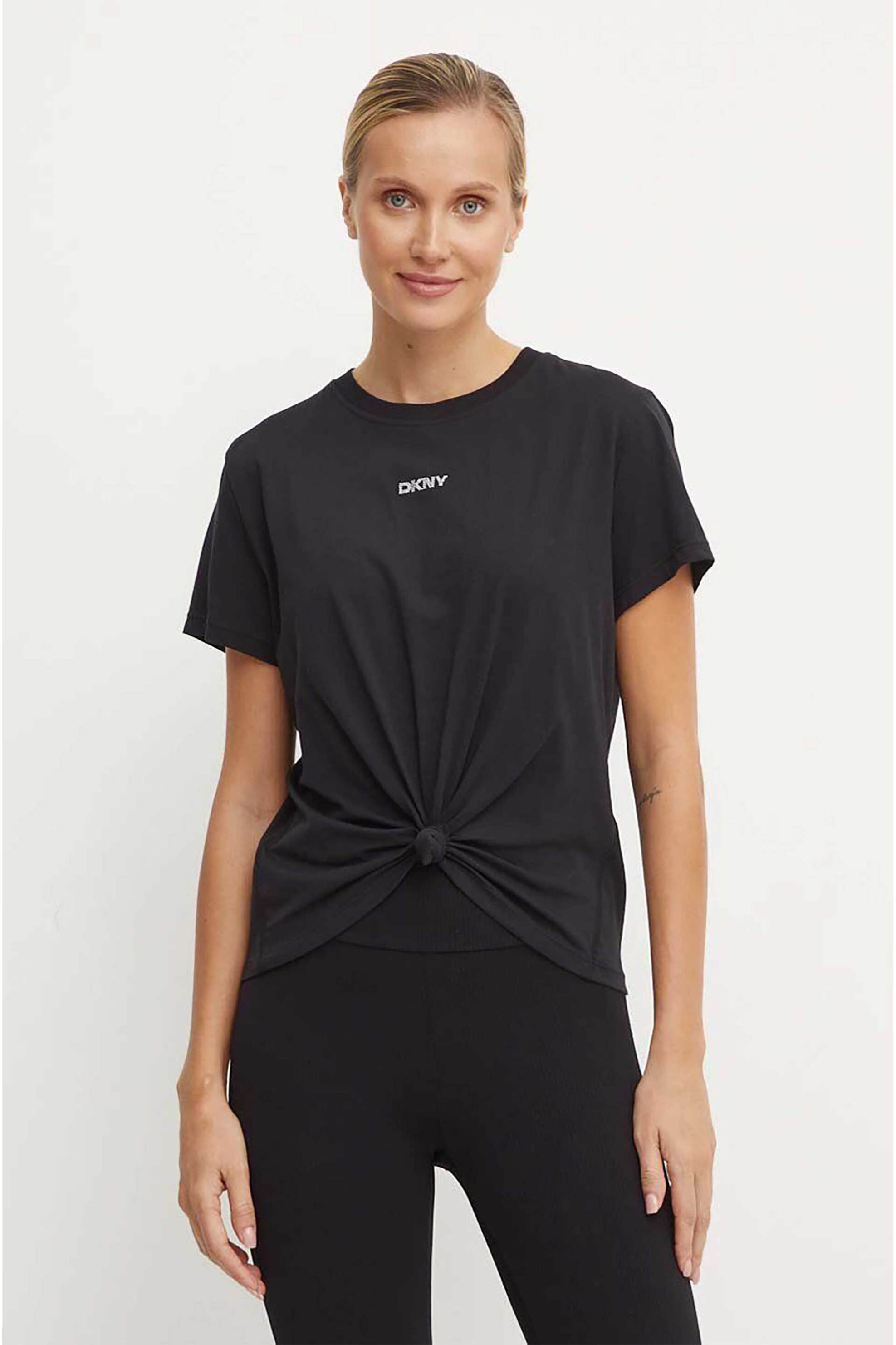  DKNY γυναικείο T-shirt με λογότυπο με στρας - DP4T9994 Μαύρο 2025