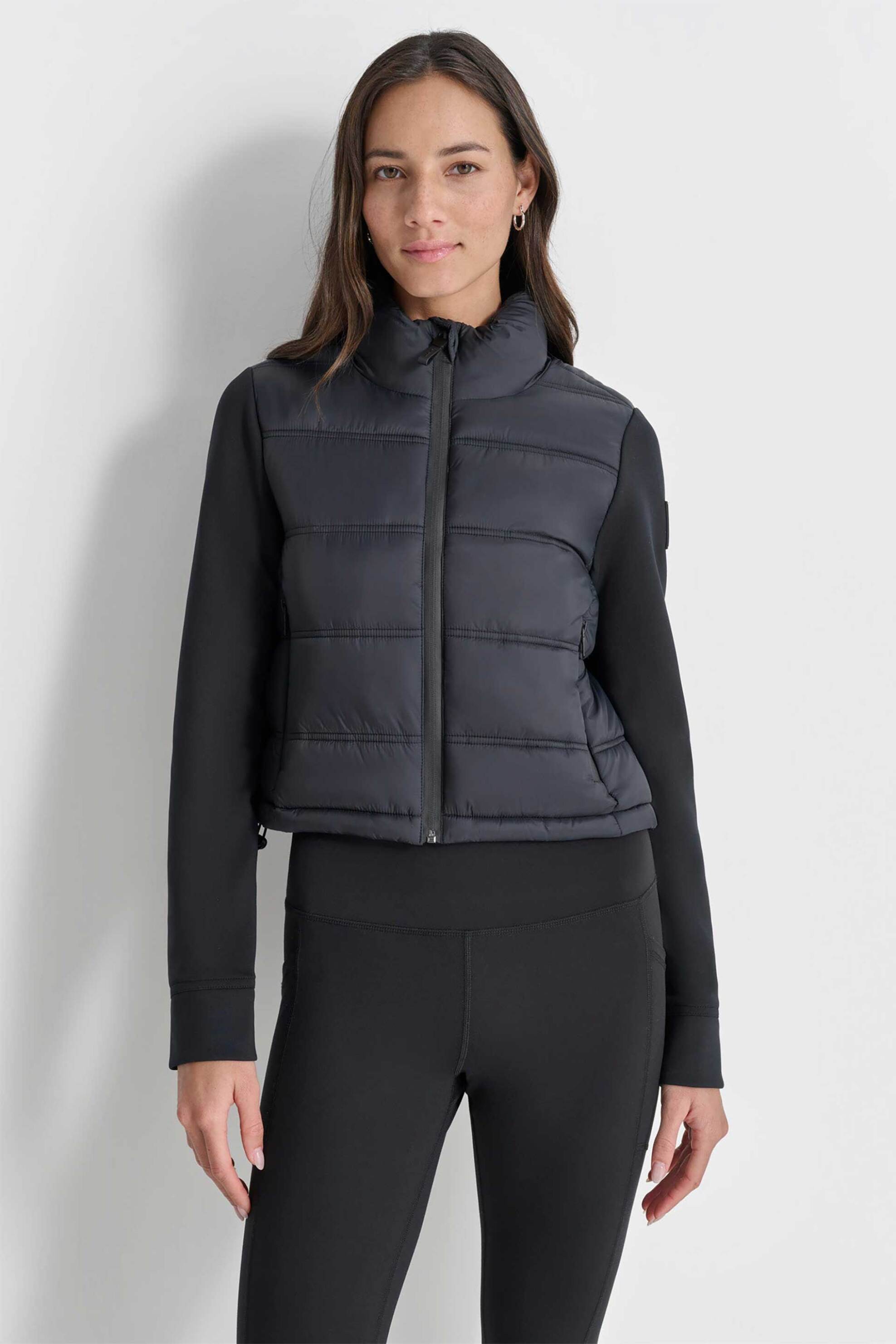  DKNY γυναικείο μπουφάν puffer cropped με logo patch - DP4J9500 Μαύρο 2025