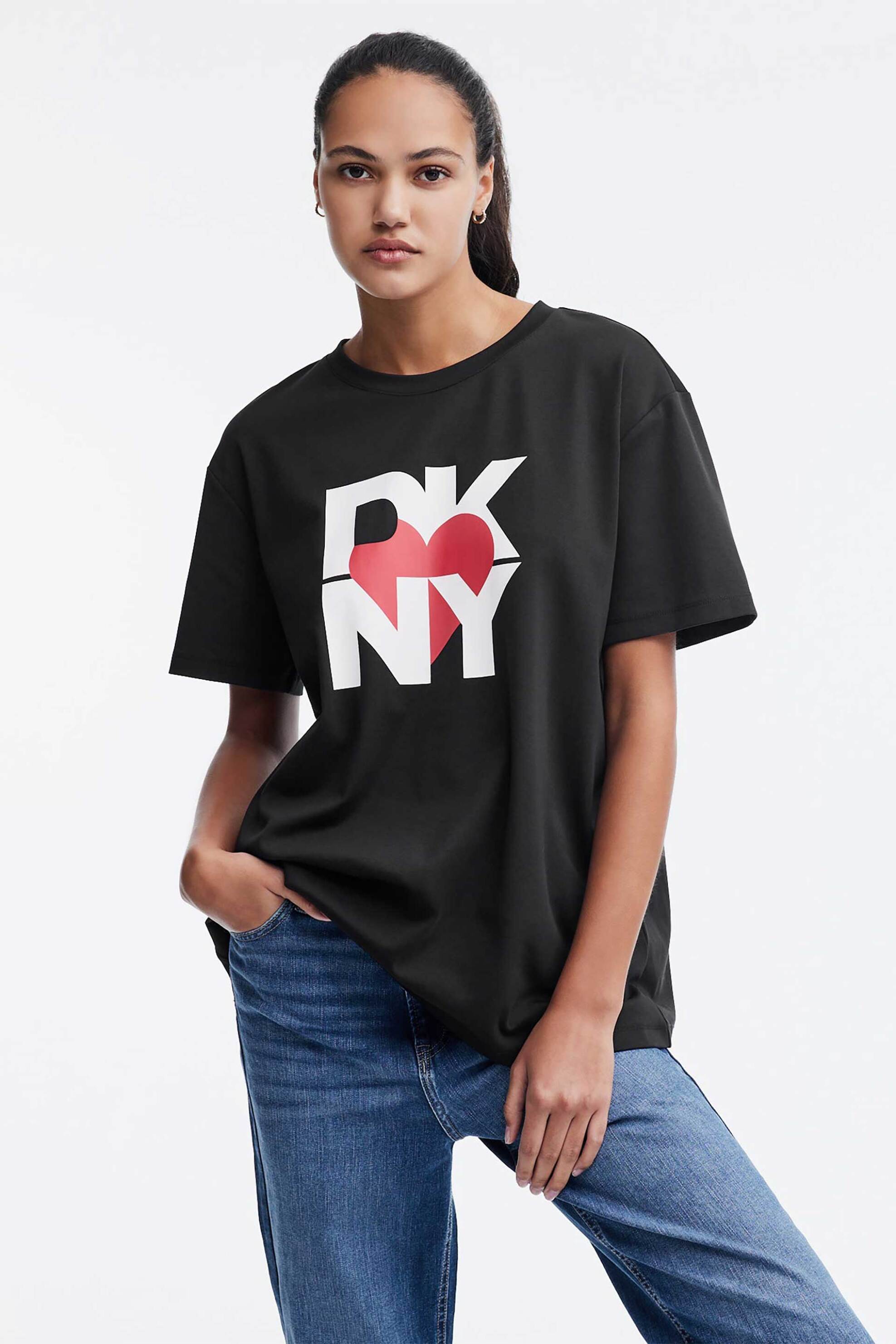  DKNY γυναικείο T-shirt με graphic logo print Oversized Fit - D2B4A143 Μαύρο 2025