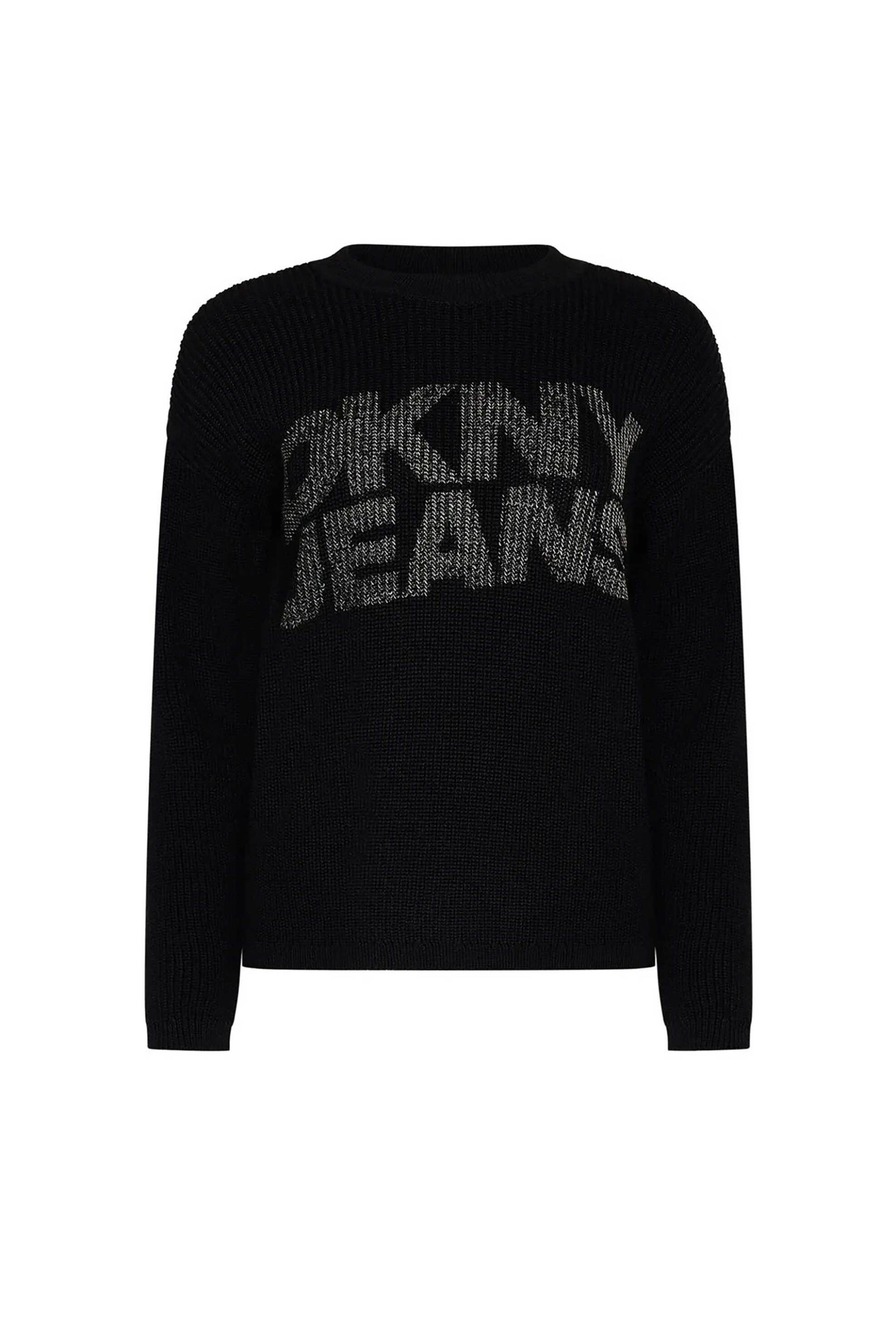  DKNY γυναικεία πλεκτή μπλούζα με λογότυπο - DJ4R0351 Μαύρο 2025