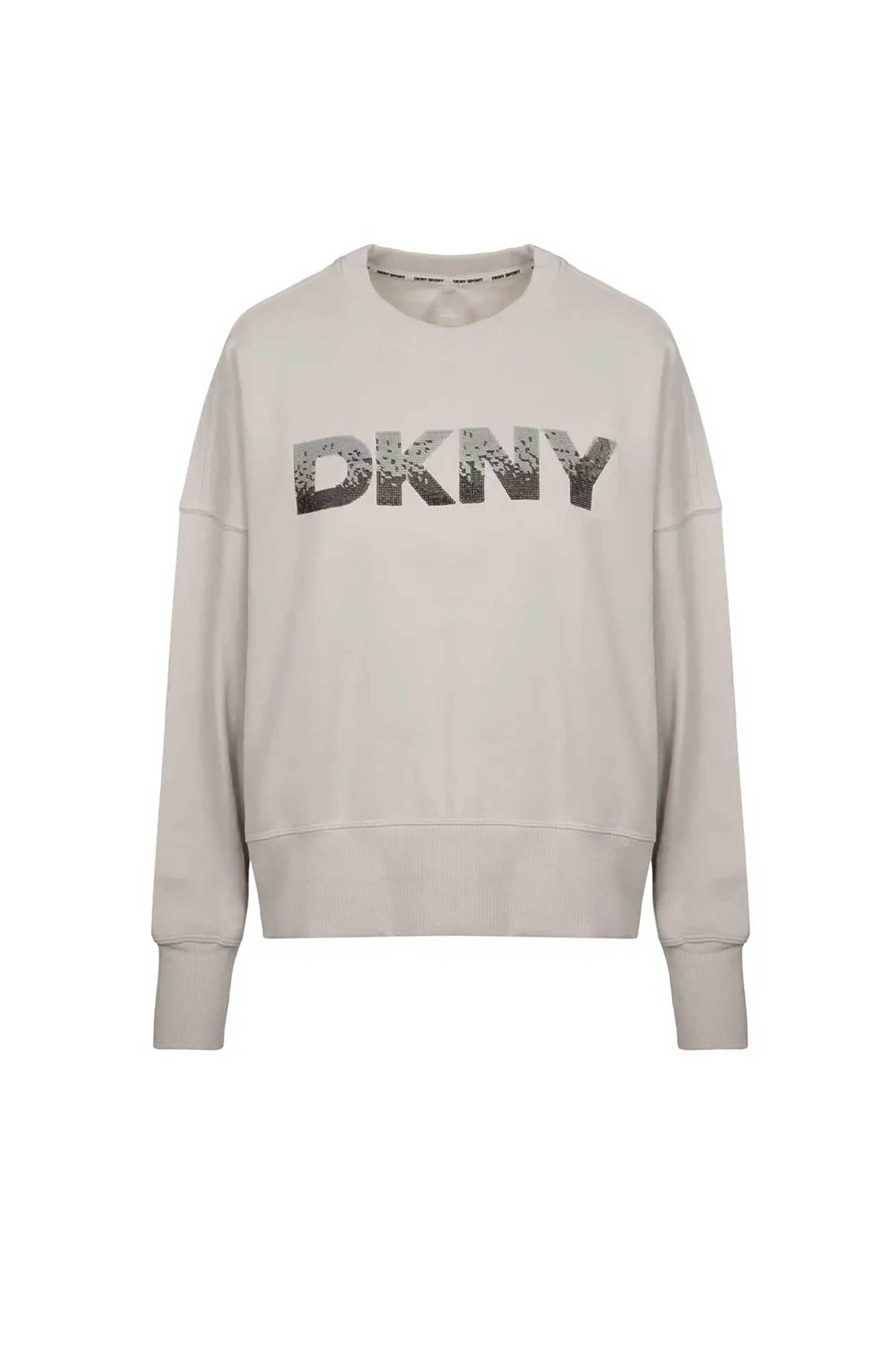  DKNY γυναικεία μπλούζα φούτερ με ανάγλυφο λογότυπο από παγιέτα - DP4T1071 Εκρού 2025