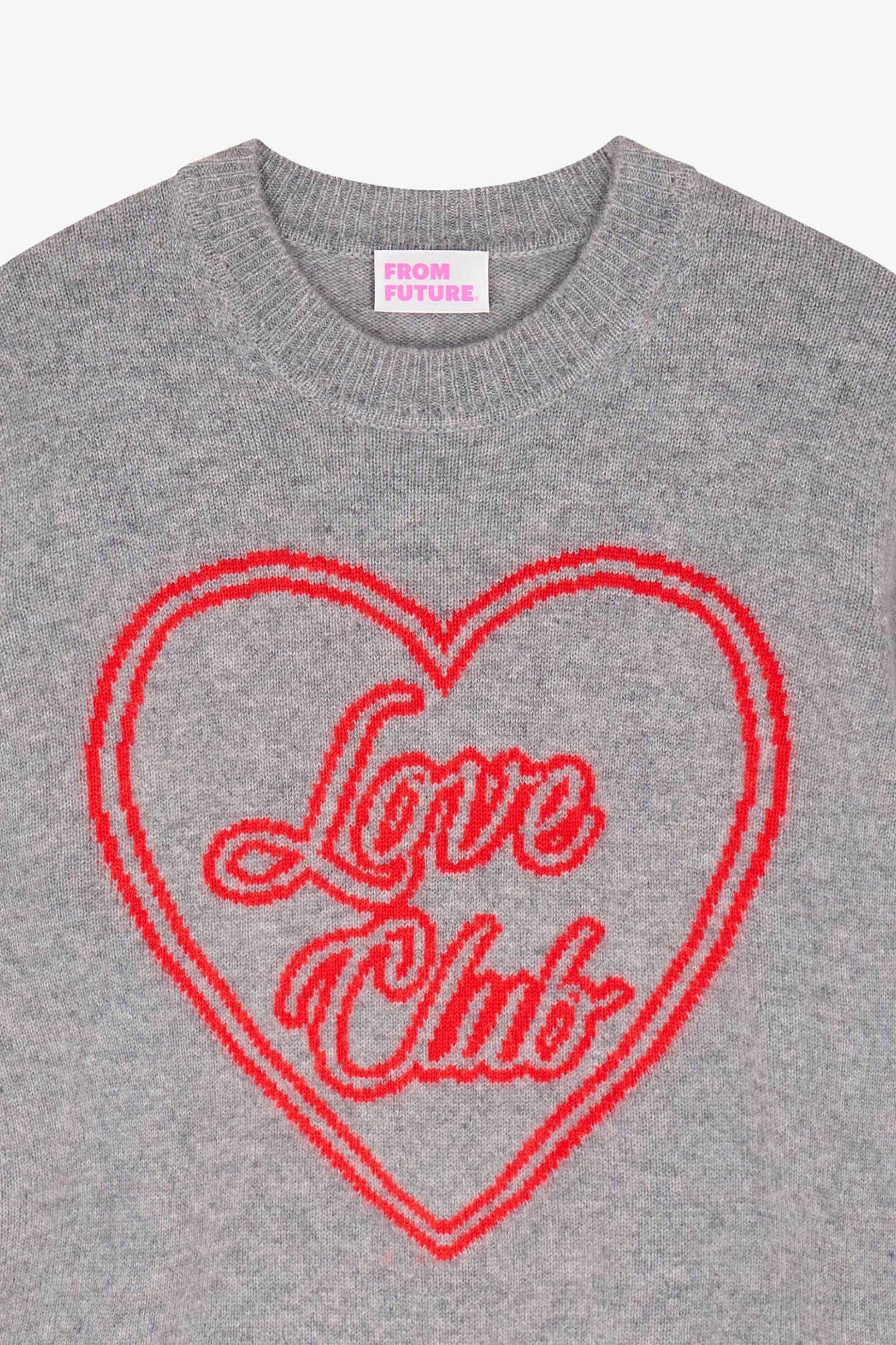 From Future γυναικείο πουλόβερ από κασμίρι με "Love Club Heart" jacquard Oversized Fit - 2401WPR02209 Γκρι φωτογραφία