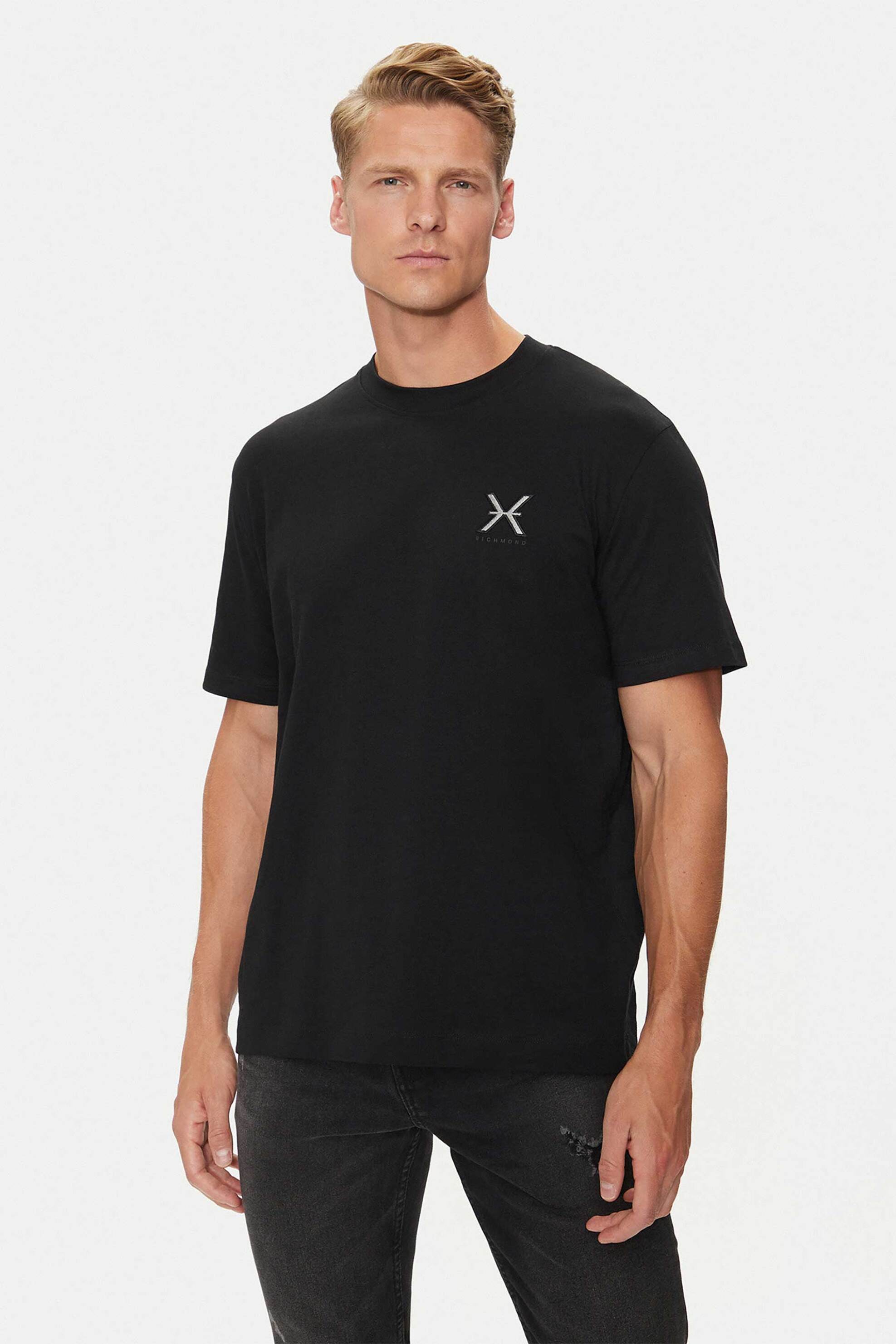 JOHN RICHMOND John Richmond ανδρικό T-shirt με logo print "Arnado" - UMA24001TS Μαύρο