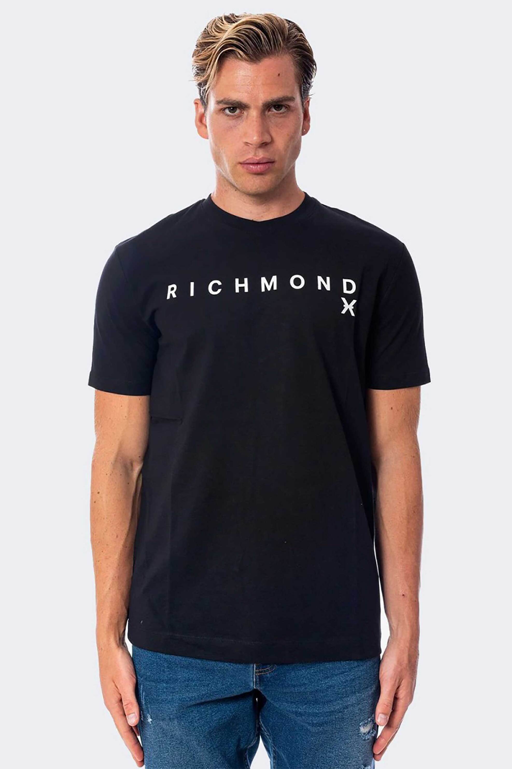 JOHN RICHMOND John Richmond ανδρικό T-shirt με logo print "Olbeli" - UMA24143TS Μαύρο