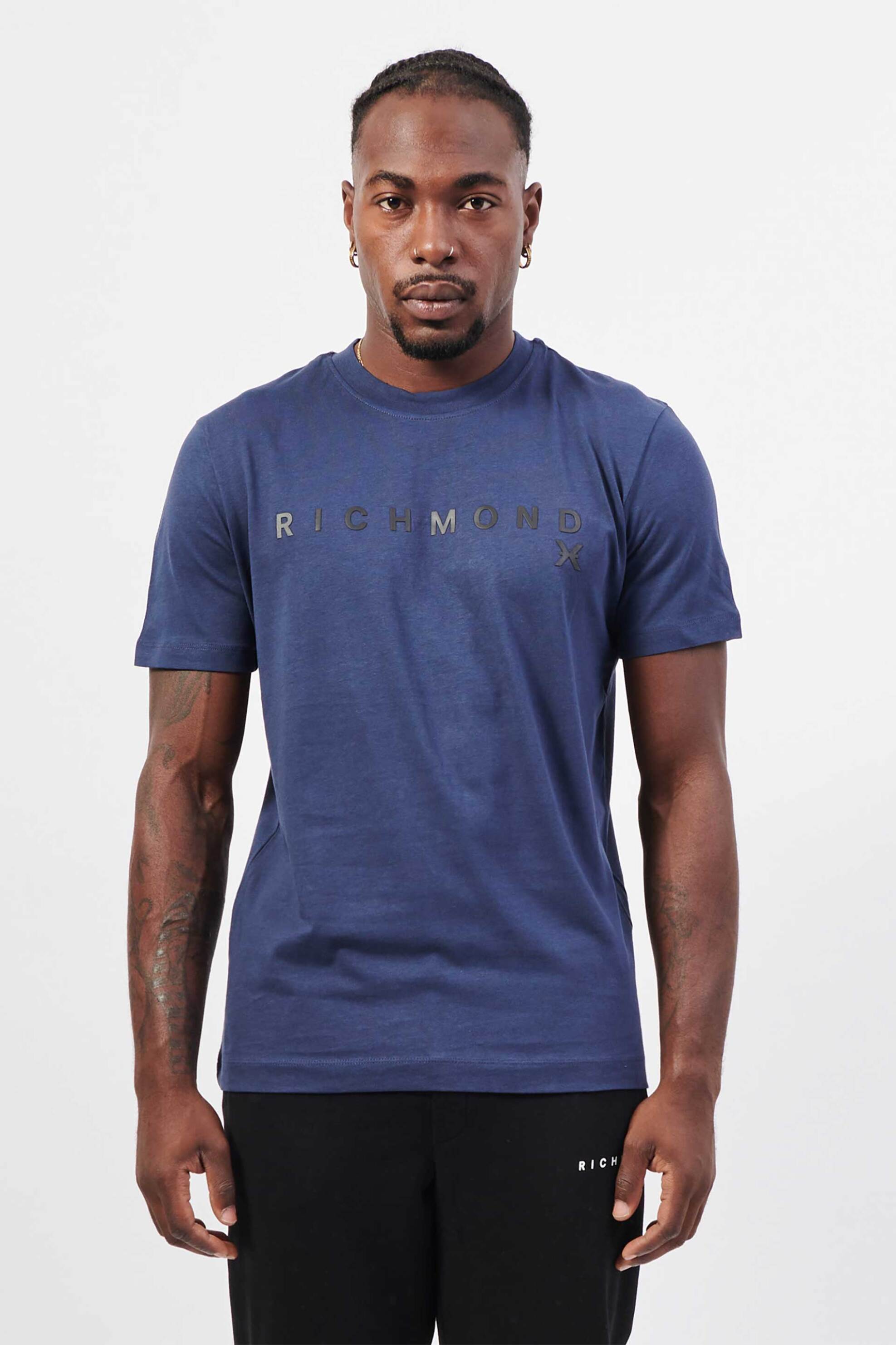 JOHN RICHMOND John Richmond ανδρικό T-shirt με logo print "Olbeli" - UMA24143TS Μπλε Σκούρο