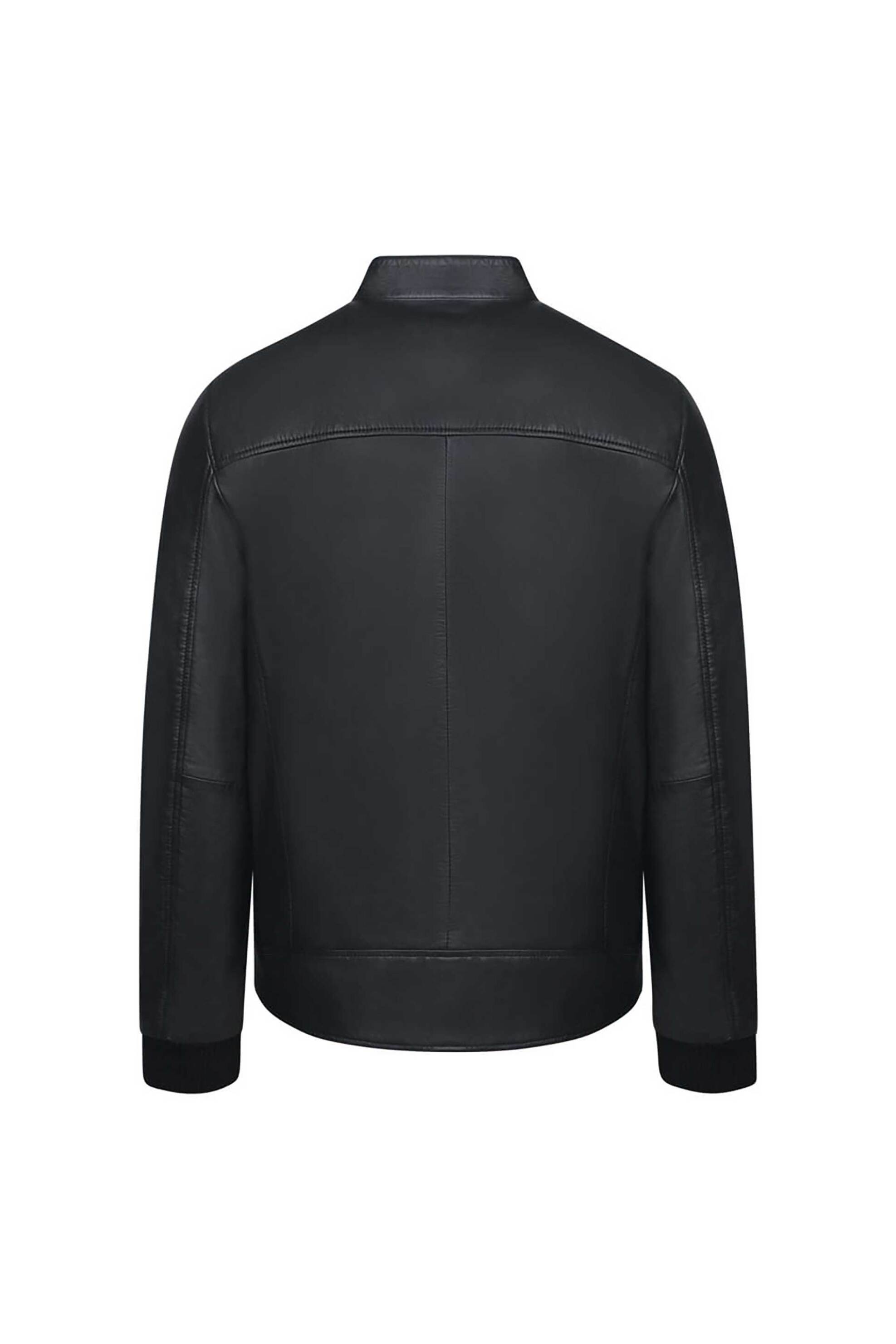 Prince Oliver ανδρικό δερμάτινο biker jacket Modern Fit - 16997037 Μαύρο φωτογραφία