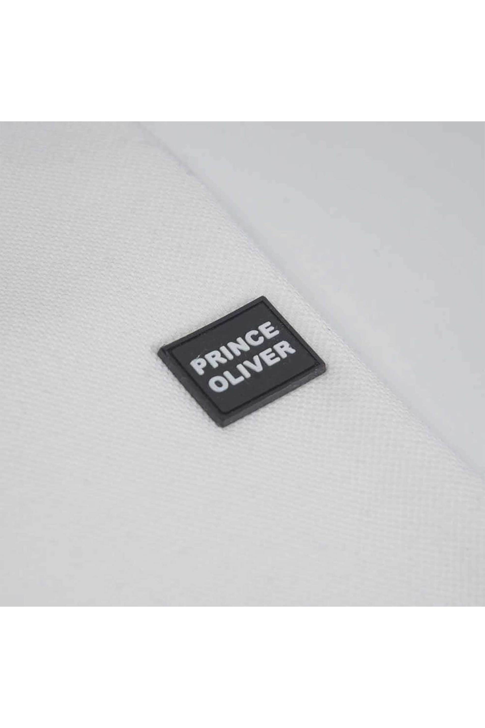 Prince Oliver ανδρική πλεκτή μπλούζα με ψηλό λαιμό και logo patch Modern Fit - 60044037 Λευκό φωτογραφία