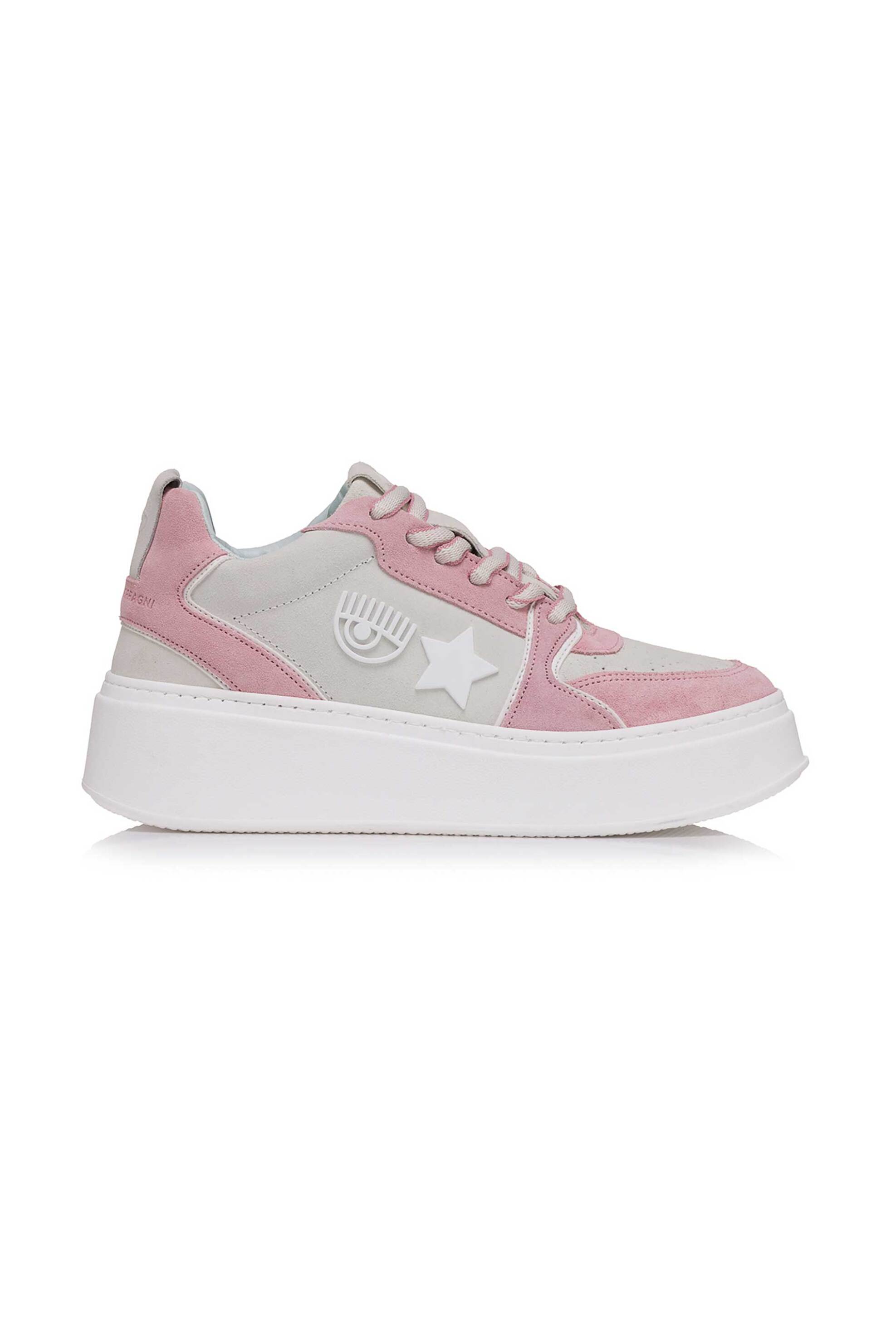 CHIARA FERRAGNI Chiara Ferragni γυναικεία suede sneakers με ανάγλυφο logo - CF3410_236 Ροζ