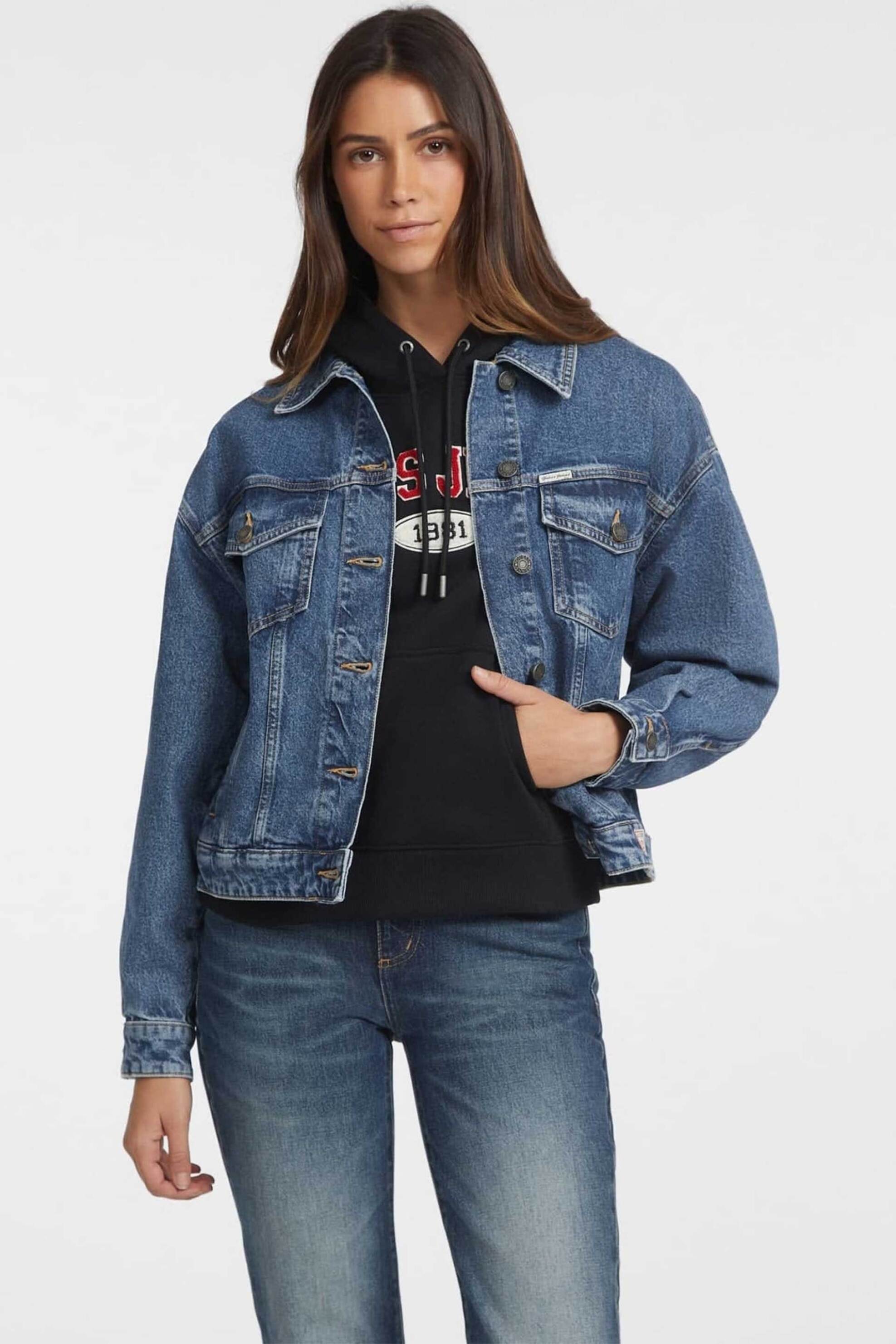  Guess γυναικείο denim jacket oversized - W4YN56D5CC3 Denim Blue Σκούρο 2025